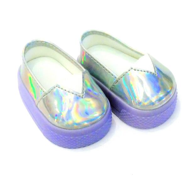 American Girl Doll Holographic Iridescent SHOES Rainbow Colors Purple Platform - Picture 5 of 7
